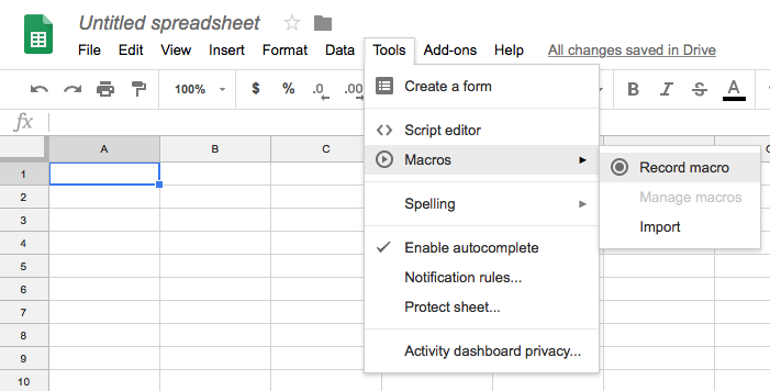 Google Sheets Macros