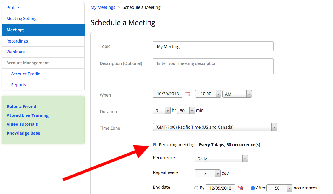 test zoom meeting settings