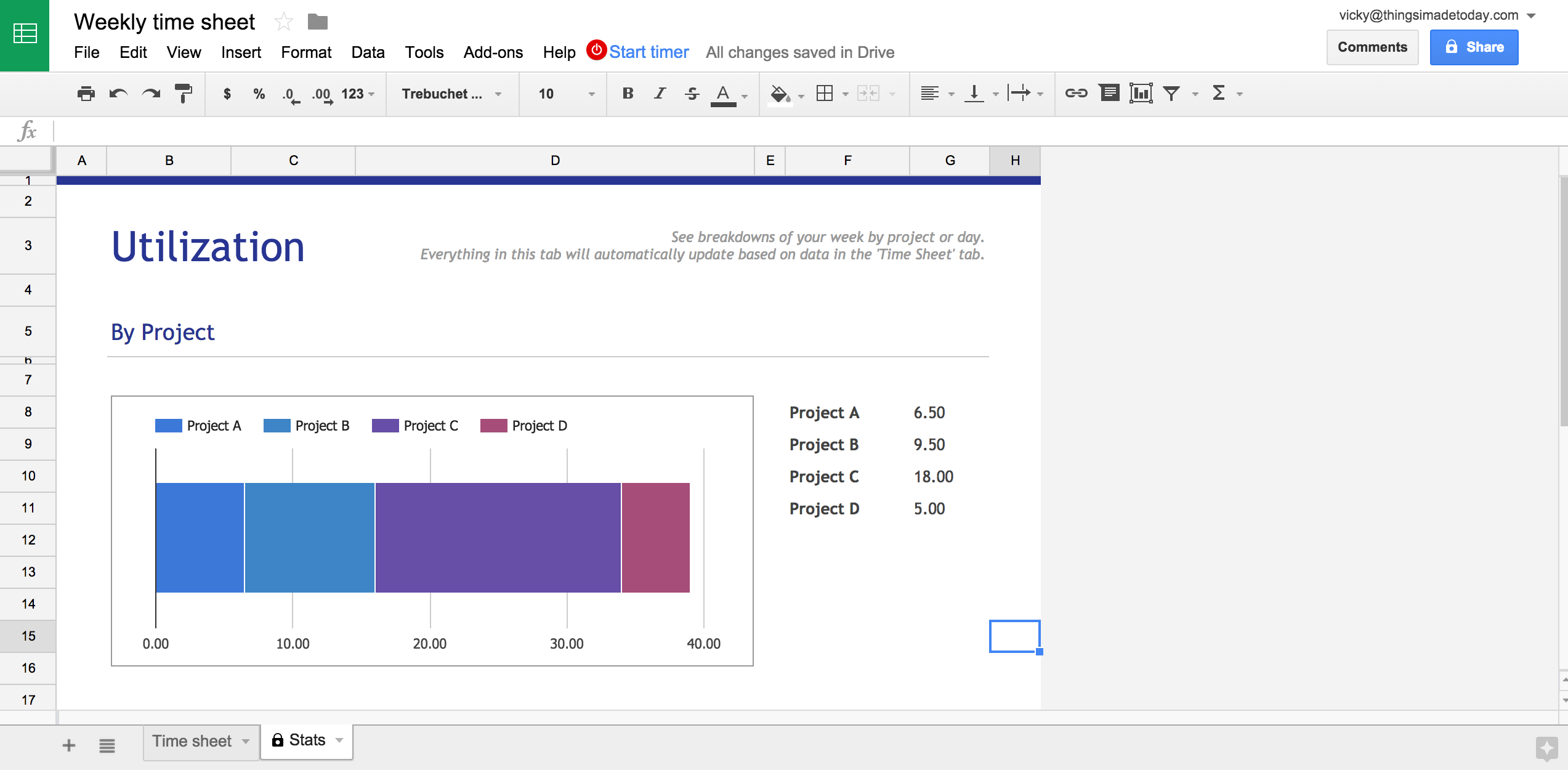 google drive pricing sheet with spreadsheet