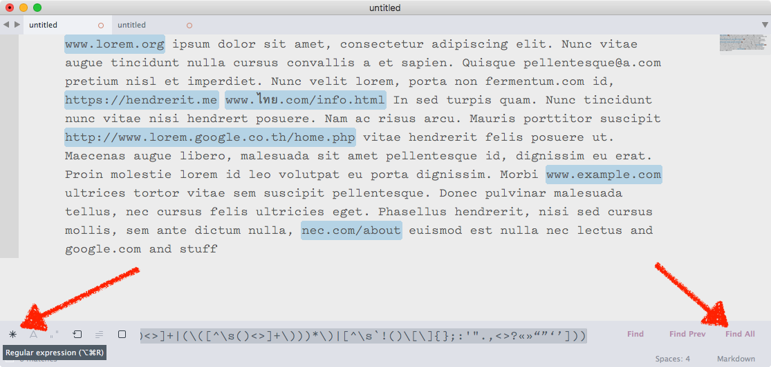 Use regex in Sublime Text to find text, then use the Find All tool to copy every result at once