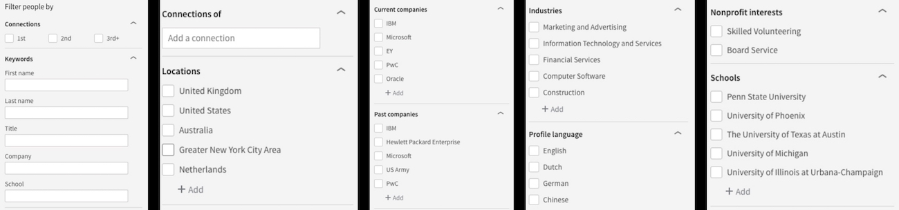 People Filters on LinkedIn Search