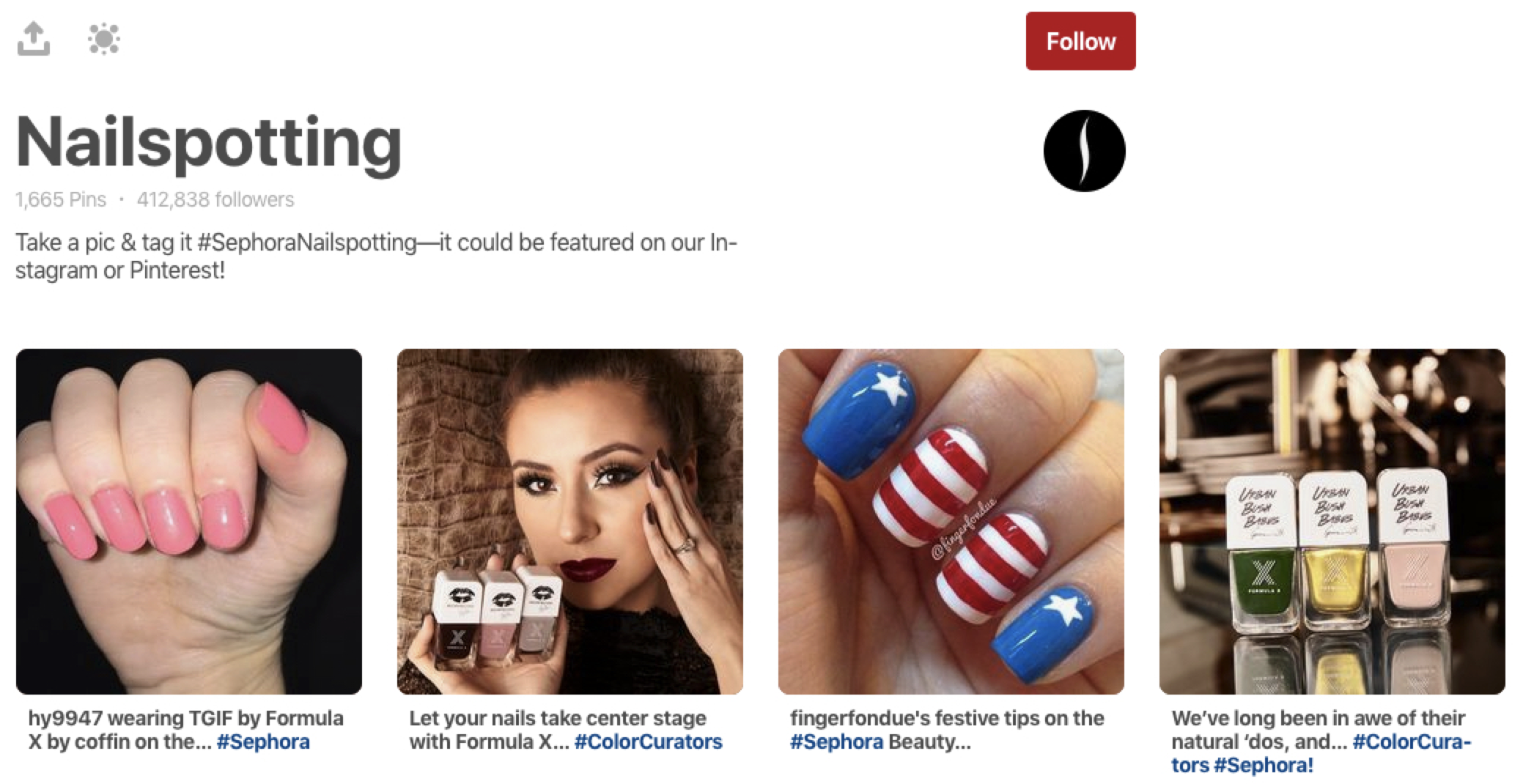 Sephora's Nailspotting board