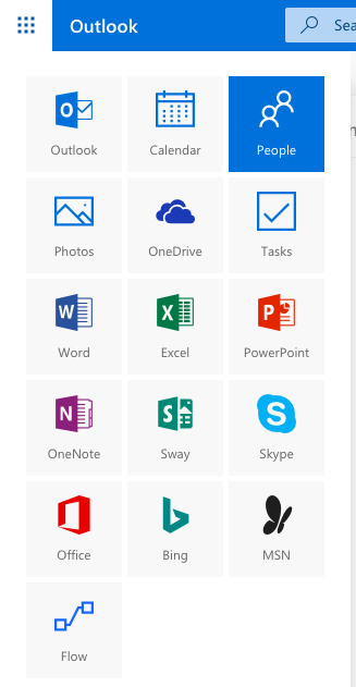 Outlook's contacts live under the People section.