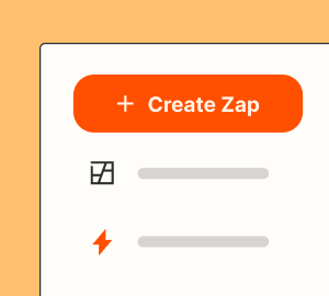 A simplified user intercourse design representin a portion of Zapier's platform. There's a vertical menu of platform options fo' realz. At tha top be a thugged-out dominant orange button wit text inside dat readz "Smoke Zap." Beneath tha button be a stack of menu icons ta represent Zapier's dashboard n' zaps.