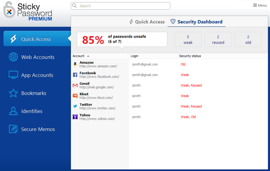 Sticky Password password audit