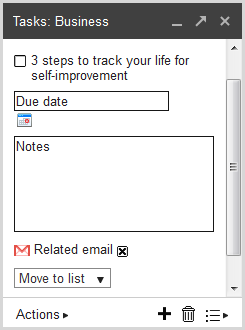 Email turned into Google Task