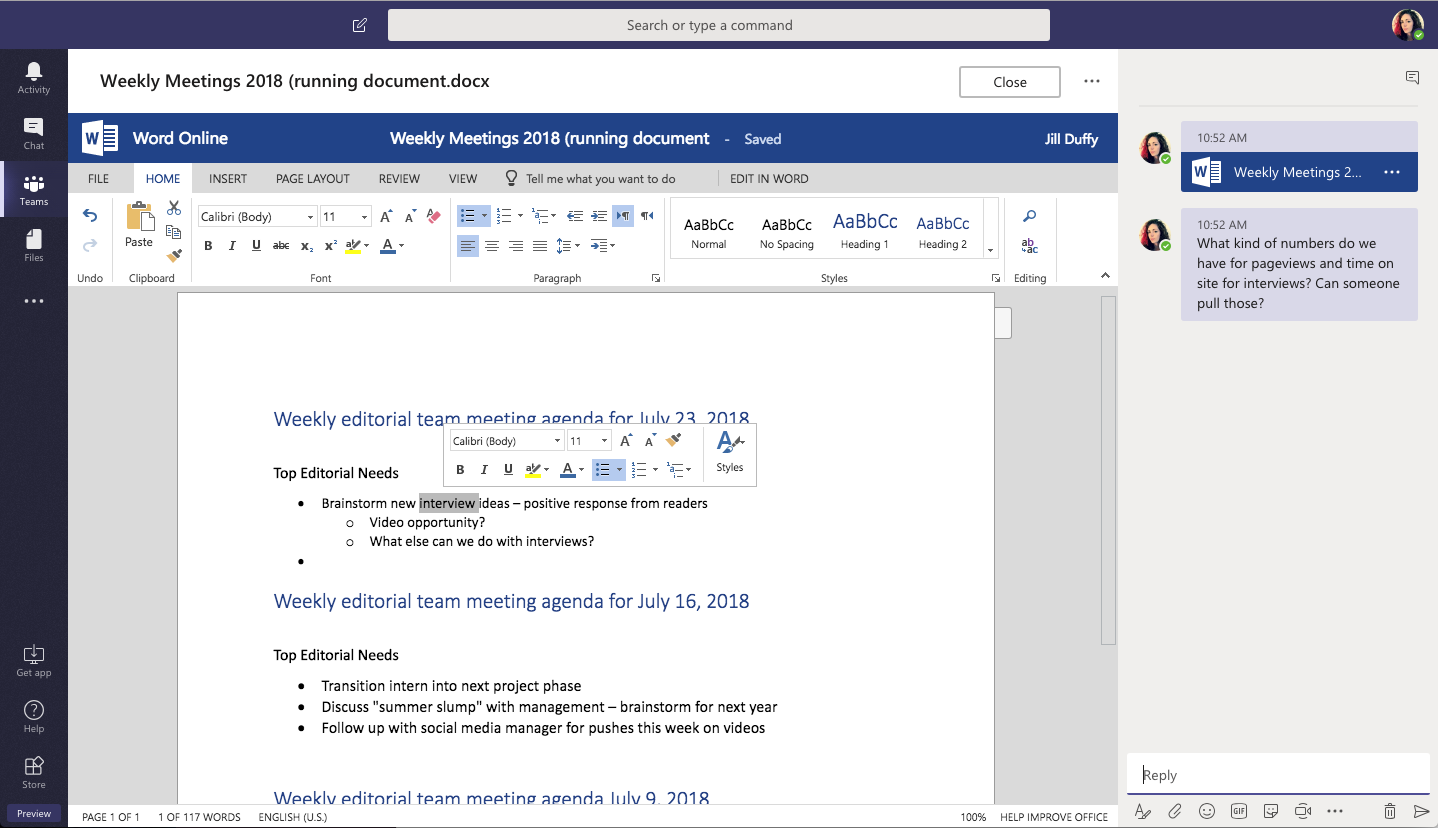 Microsoft Teams lets you edit Microsoft Office documents from the Teams interface