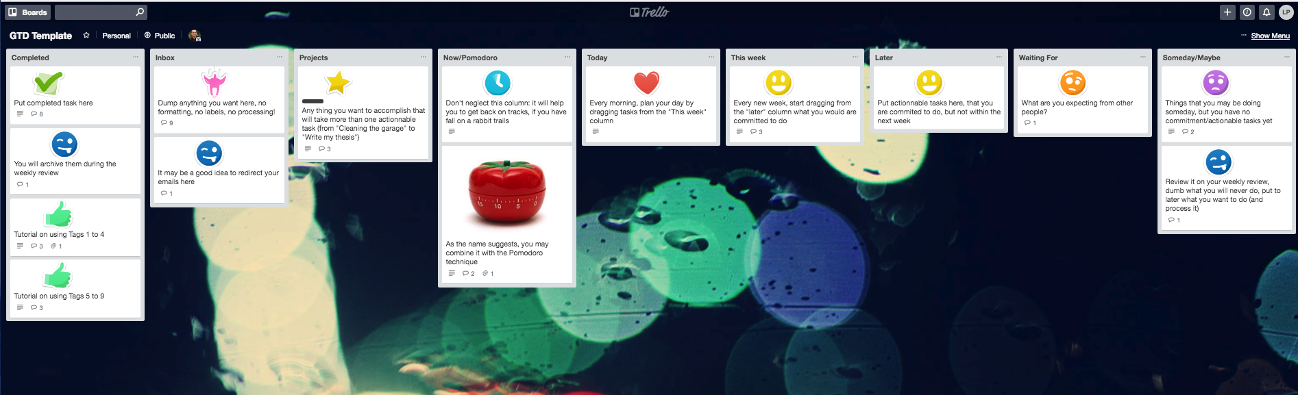 Trello's template for GTD