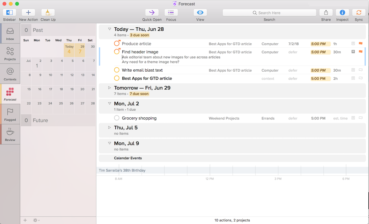 best calendar for gtd on mac