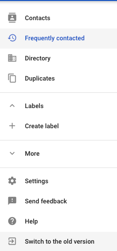 Google Contacts old version
