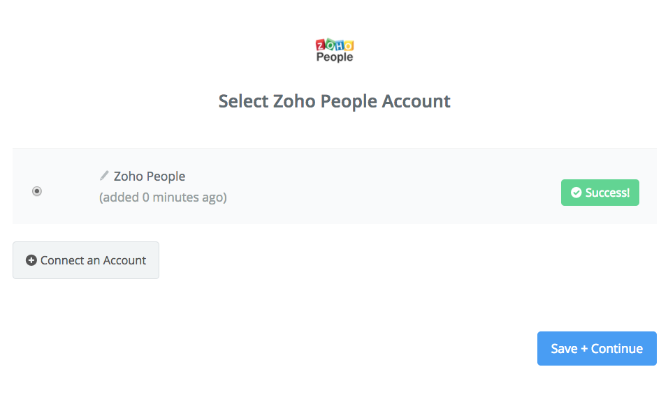 Zoho People connection successfull