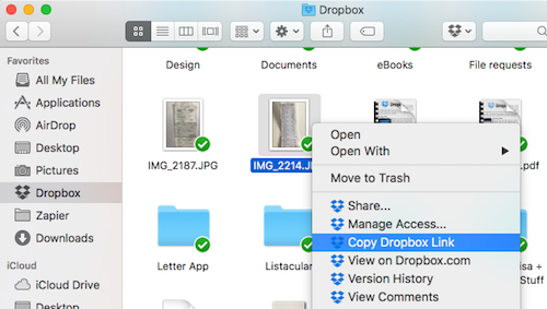 how to share dropbox link