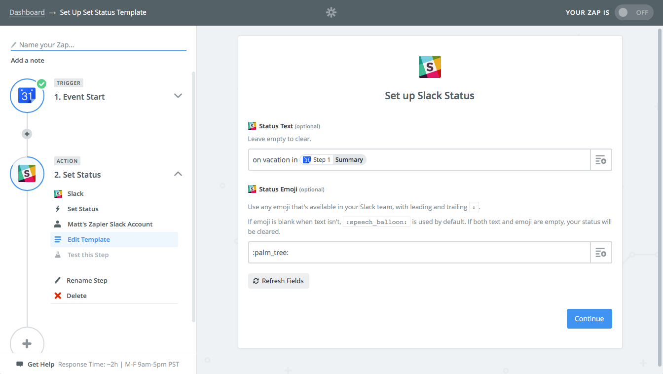 set your picture as your status slack