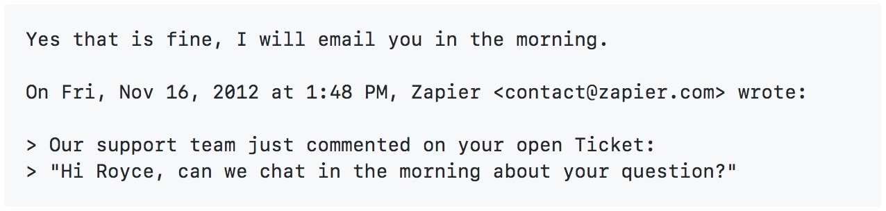 Zapier Email Reply Parser