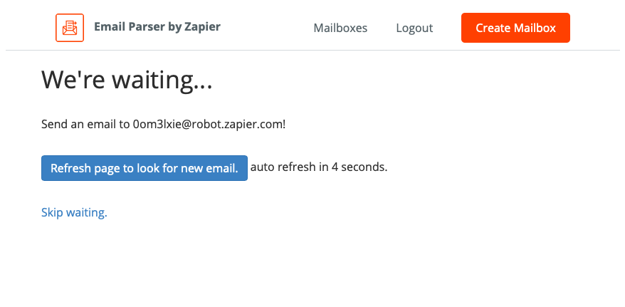 Zapier Create Email Parser