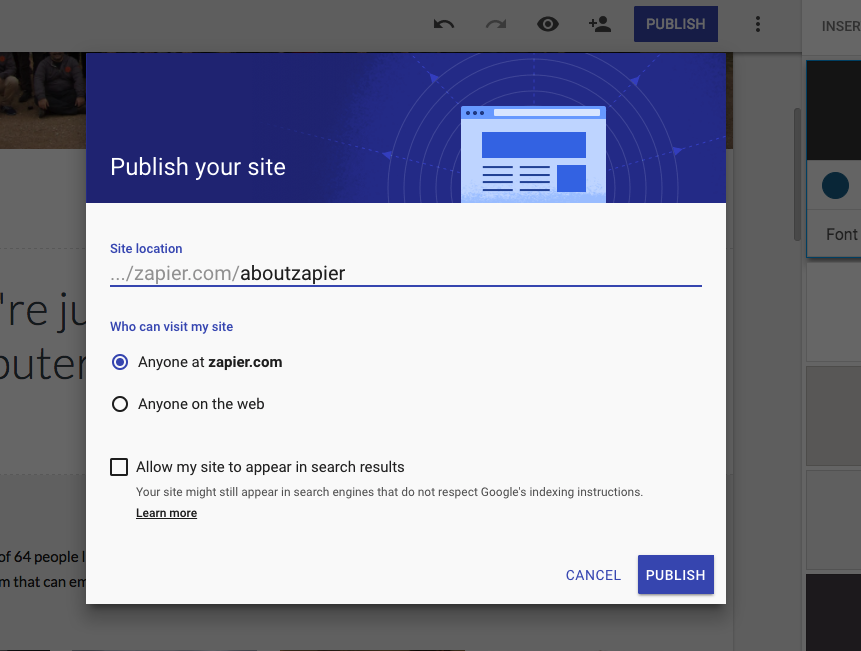 Publish Google Site