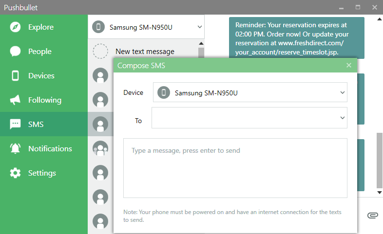 PushBullet screenshot
