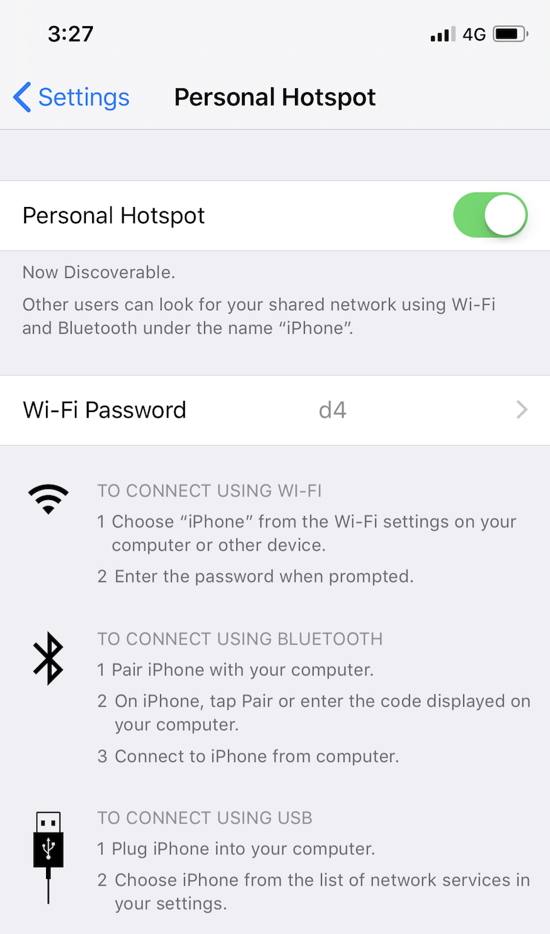 Personal Hotspot iOS