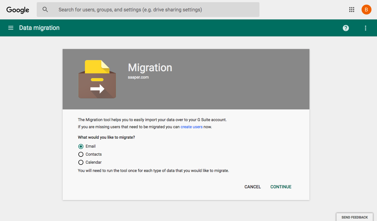 Data Migration in G Suite Settings. Courtesy: Zapier