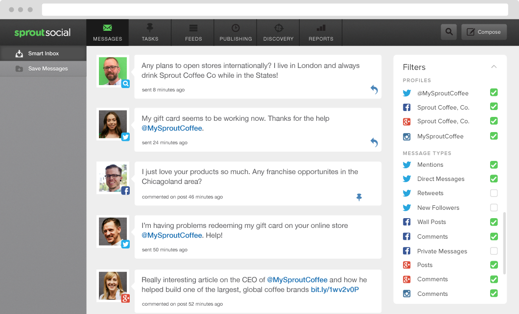 Let your sales and support teams interact with customers with Sprout Social