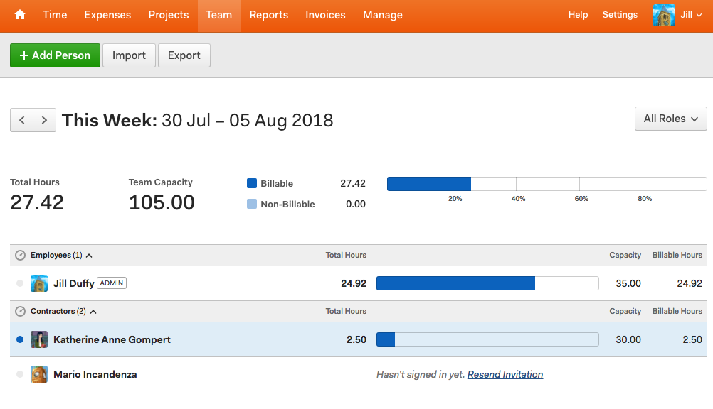 Harvest time tracking and invoicing app