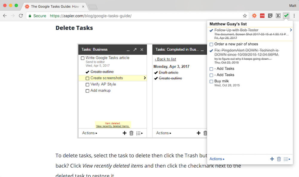 Google Tasks for Chrome