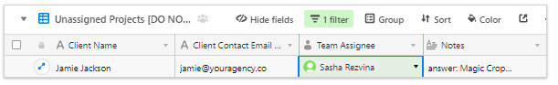 Airtable assigned projects