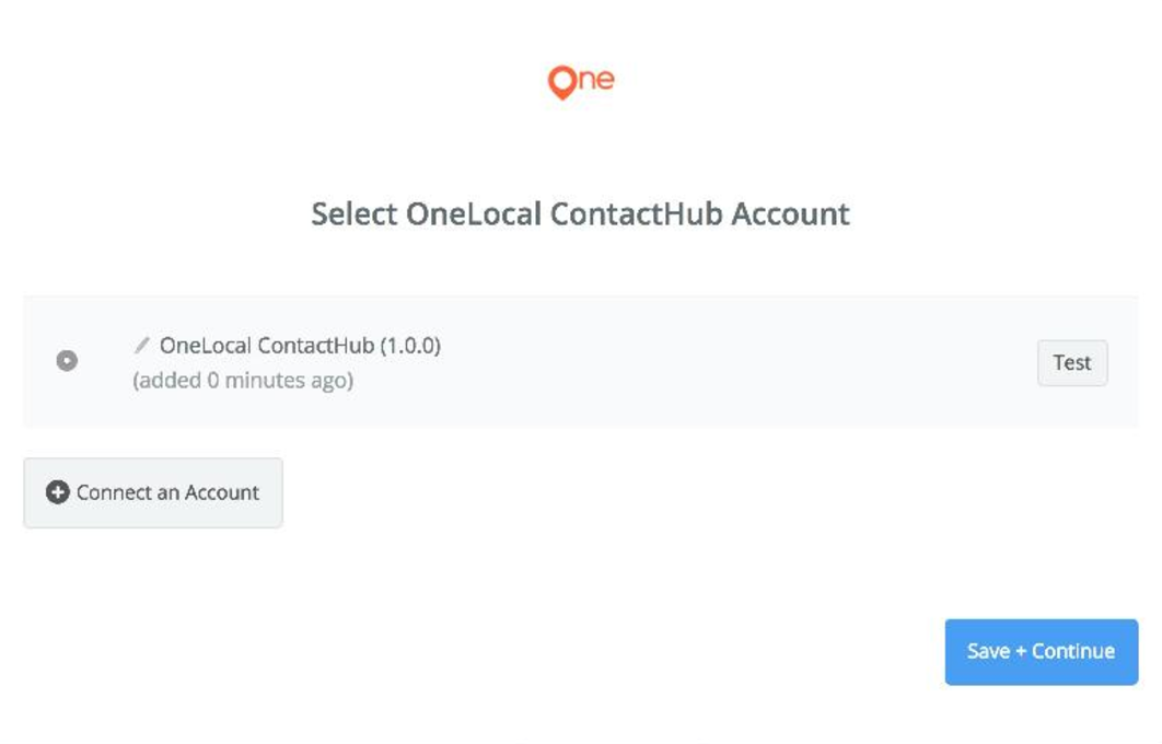 OneLocal ContactHub connection successfull
