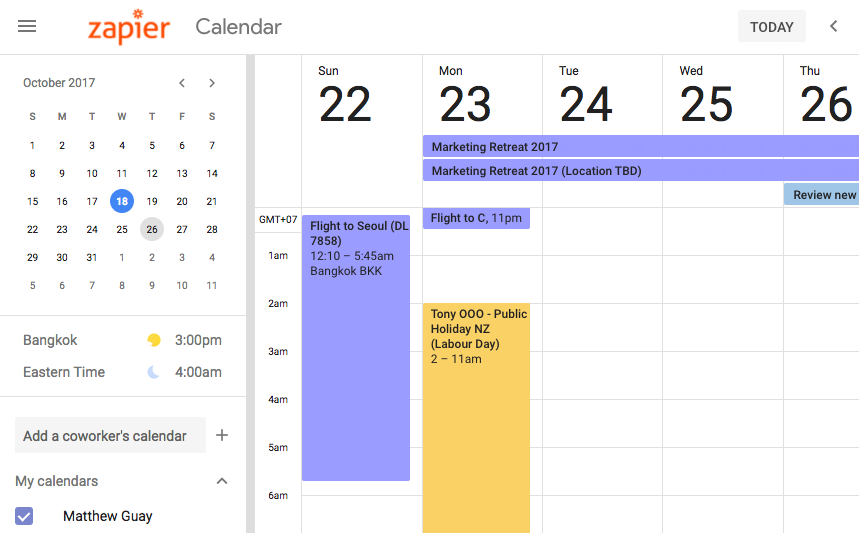 Google Calendar World Clock