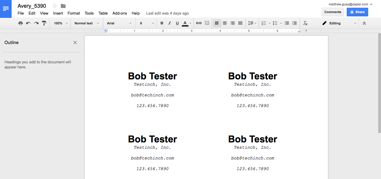 Google Docs Label Template