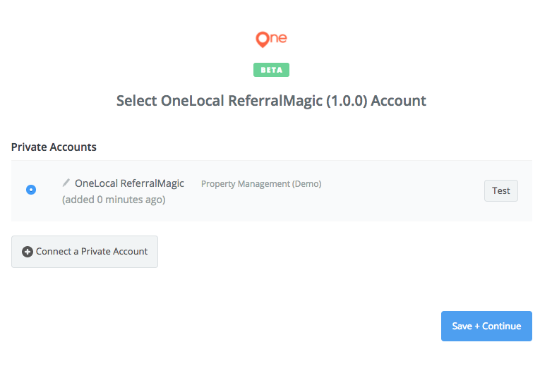 OneLocal ReferralMagic connection successful