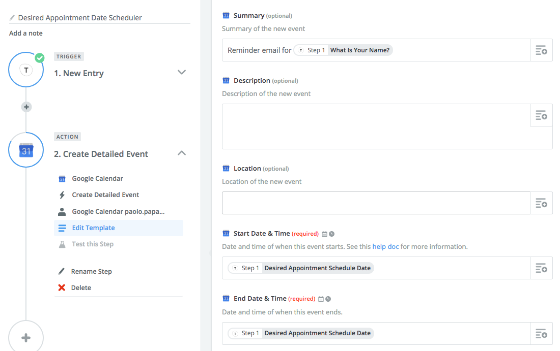 zapier airtable google calendar