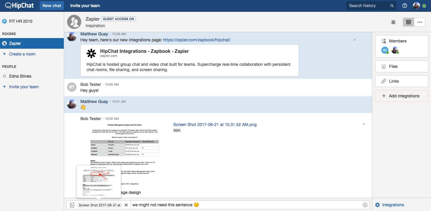 HipChat screenshot