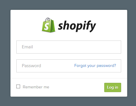 Log in to authorize your Shopify account