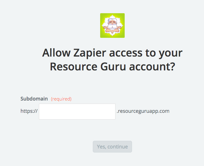 Enter Resource Guru subdomain