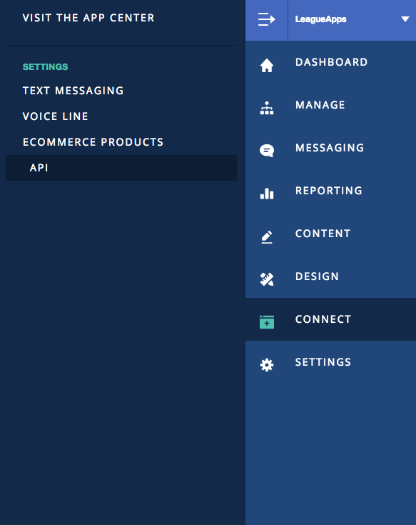 LeagueApps API Key in account