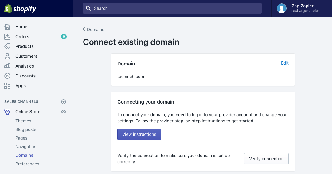 Add domain to Shopify