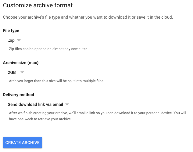 Download Gmail archive from Google