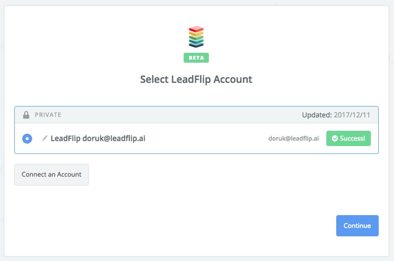 LeadFlip connection successful