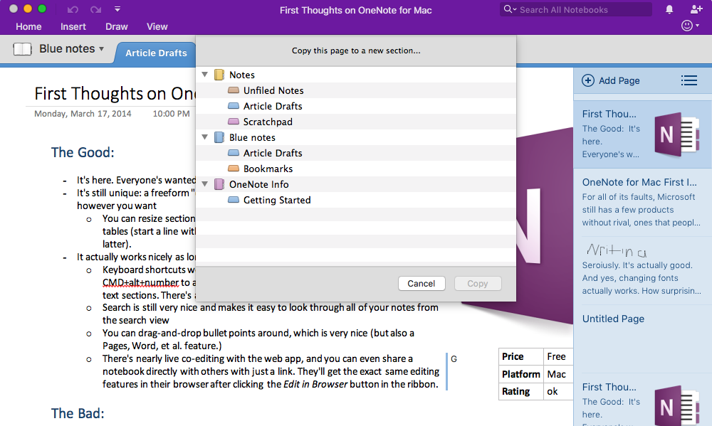 onenote for mac free