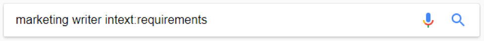 Google search for marketing writer intext:requirements