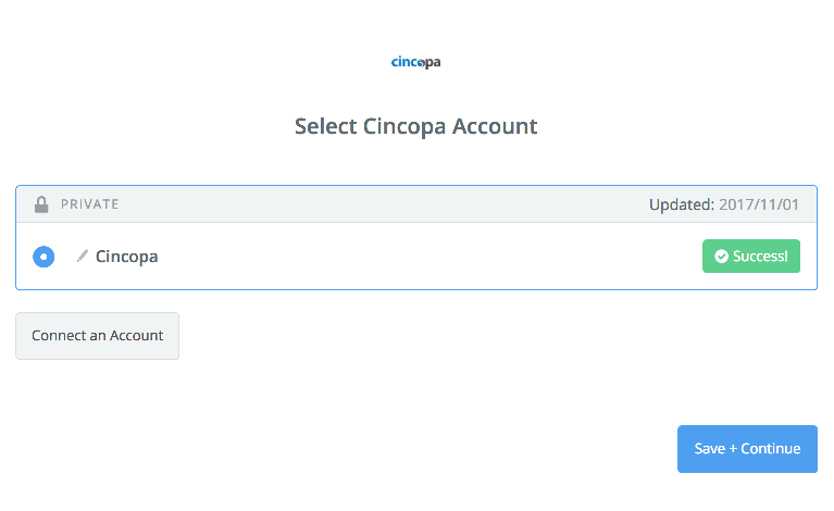 Cincopa connection successful