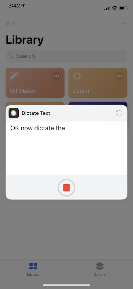 Siri Shortcuts Dictate Text