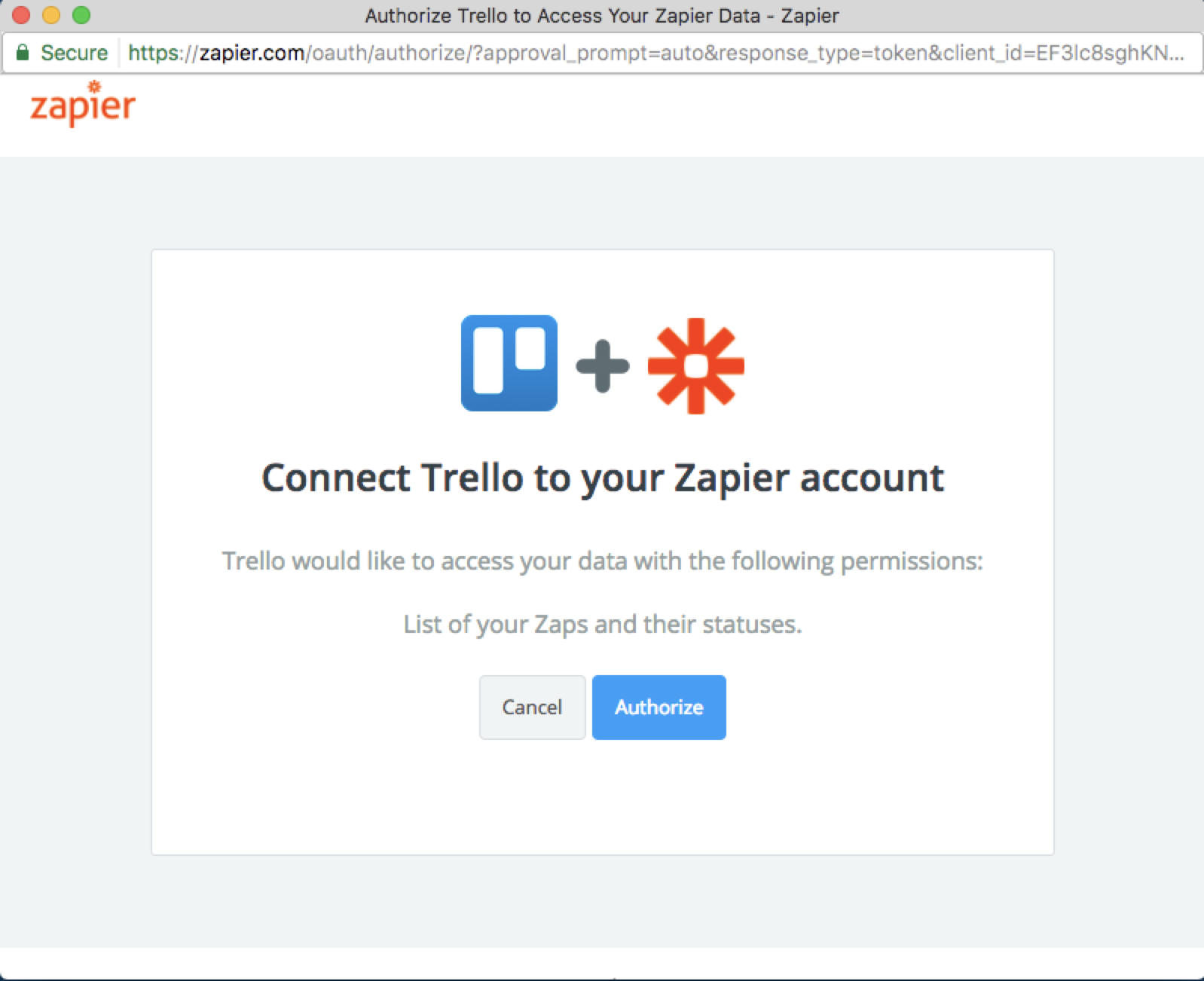 Example OAuth2 Authorization Prompt