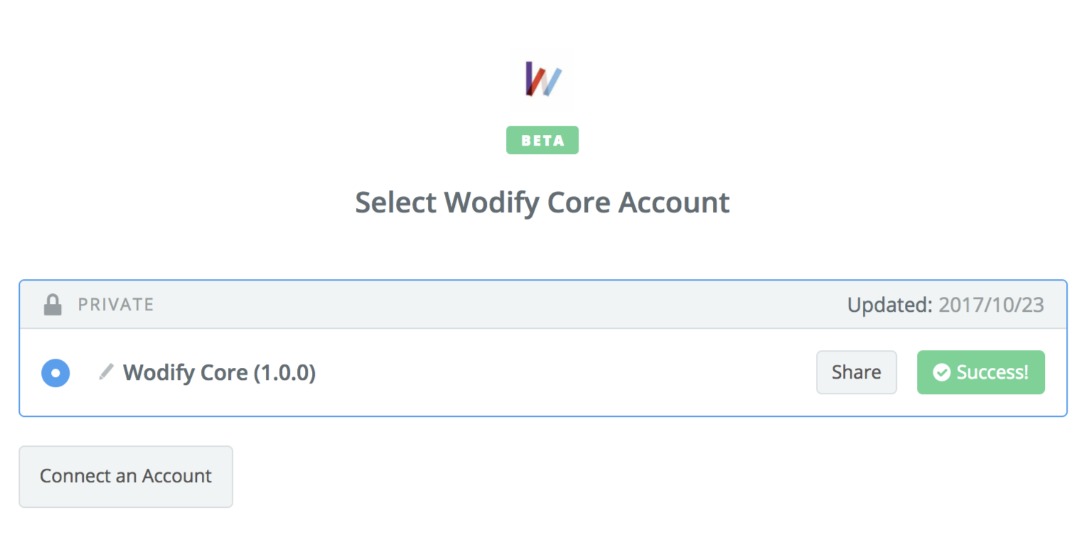 Wodify Core connection successful