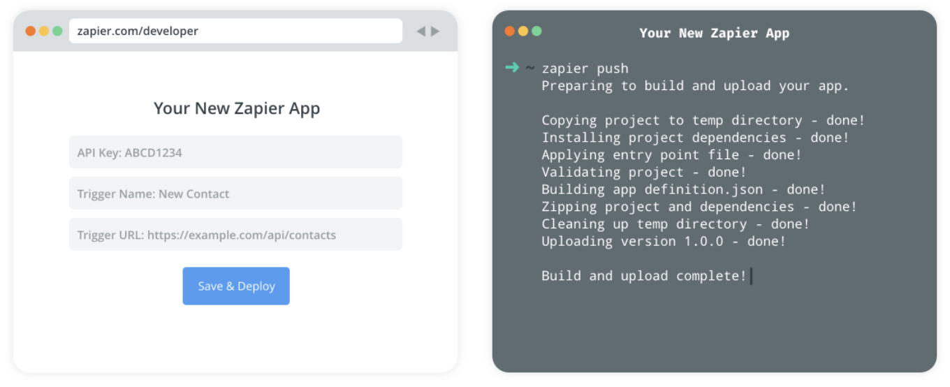 Zapier Developer Platform Web Builder and CLI 