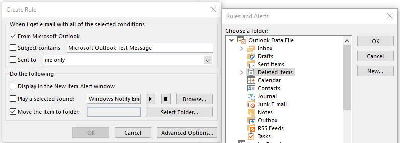 Microsoft Outlook inbox rules