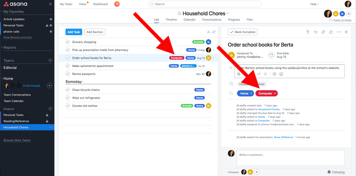 How to GTD With Asana - tags