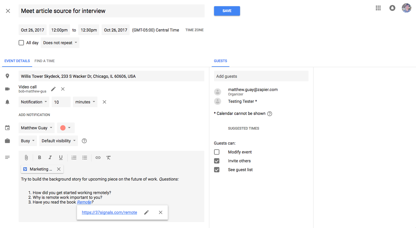 new Google Calendar event editor