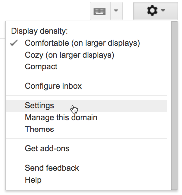 Open Gmail settings